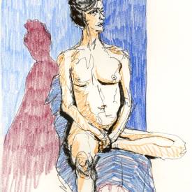 Life drawing study | Ink & polychromos pencil on paper | 03/06/2024